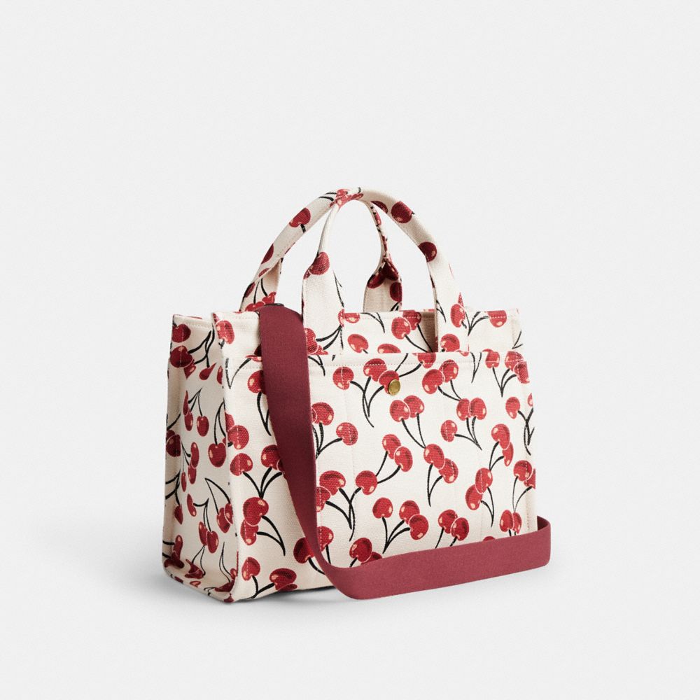 COACH®,Cargo Tote Bag With Cherry Print,,Angle View