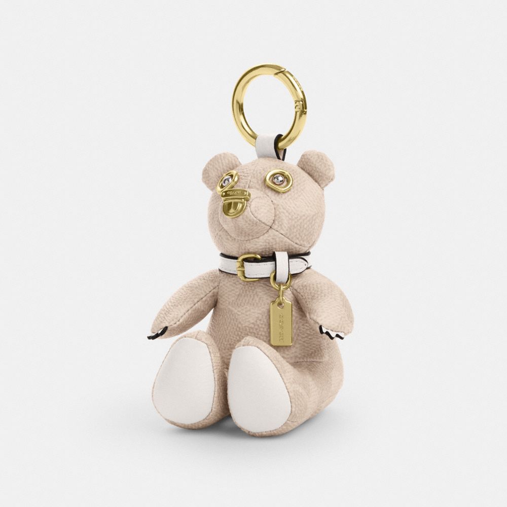 Gold Sand Chalk Collectible Bear Bag Charm In Signature Canvas