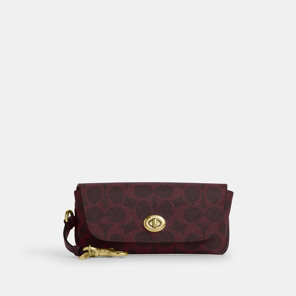 COACH®,Sunglass Case In Signature Canvas,Sunglass Accessories,Logo,Integrated Nose Pads,Casual,Black,Front View