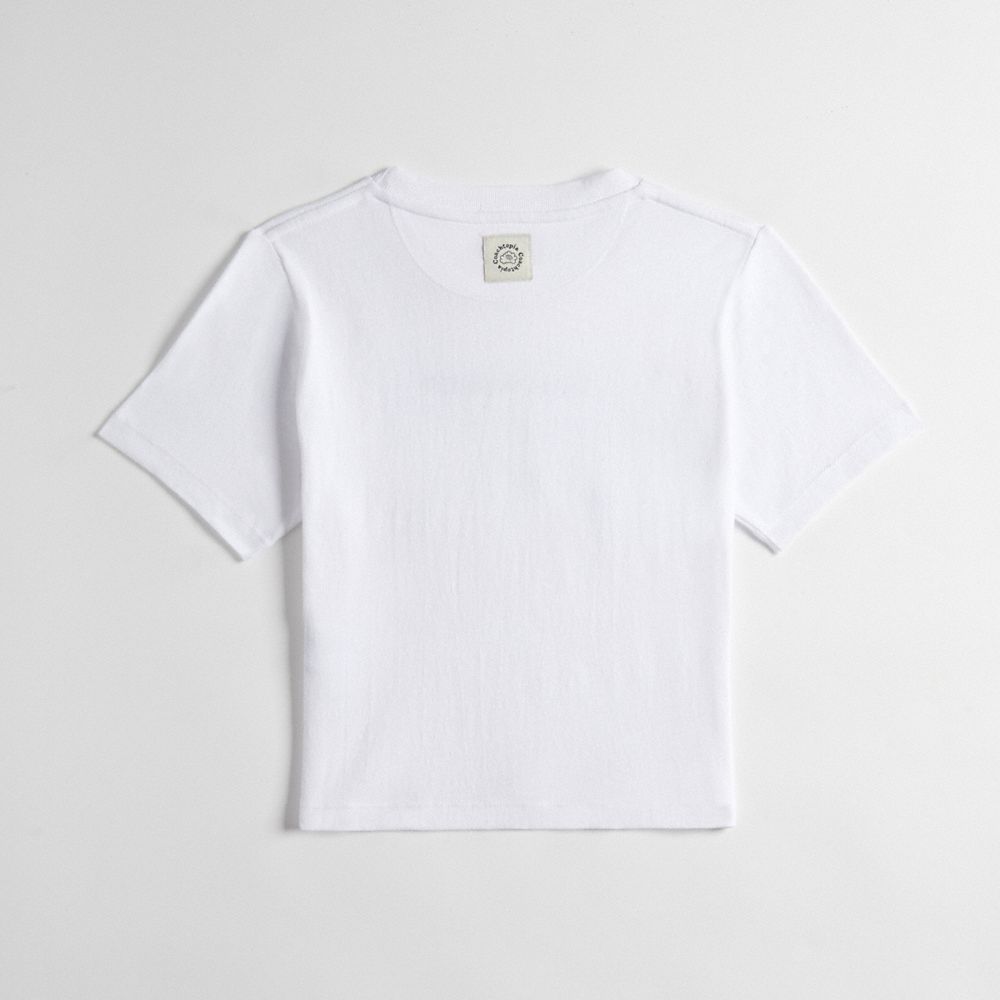 COACH®,Cropped Tee: Cherry Bow,White,Back View