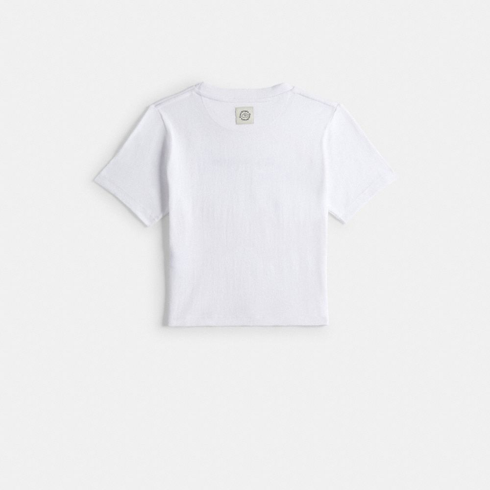 COACH®,Cropped Tee: Cherry Bow,Cotton,T Shirt,Logo,Casual,White,Back View