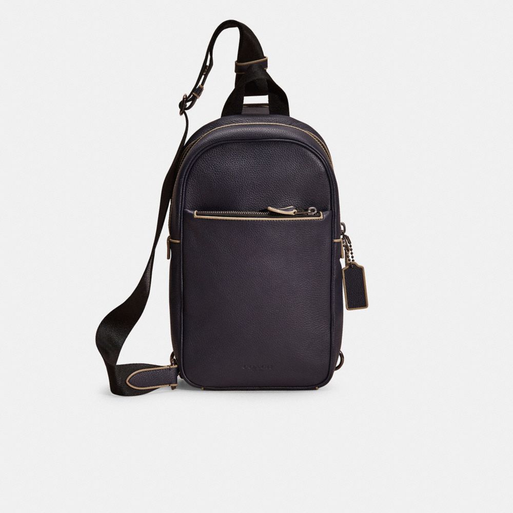 COACH®,RESTORED METROPOLITAN SOFT PACK,Gunmetal/Midnight Navy,Front View