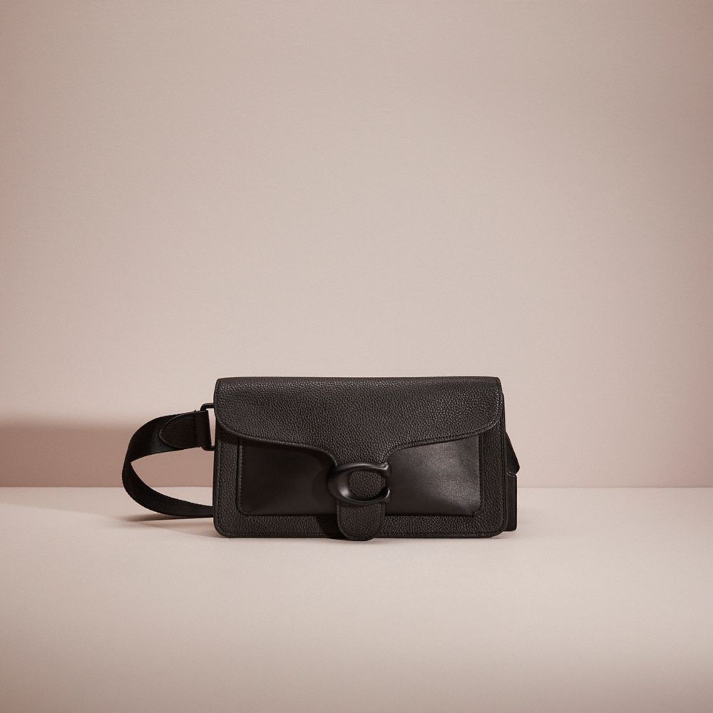 COACH®,RESTORED TABBY BELT BAG,Polished Pebble Leather,Black Copper/Black,Front View