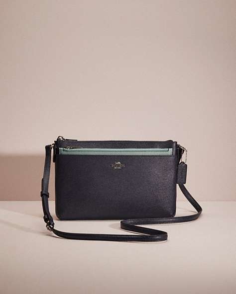 COACH®,RESTORED EAST/WEST CROSSBODY WITH POP-UP POUCH WITH FLAMINGO PRINT,Silver/Midnight Multi,Front View