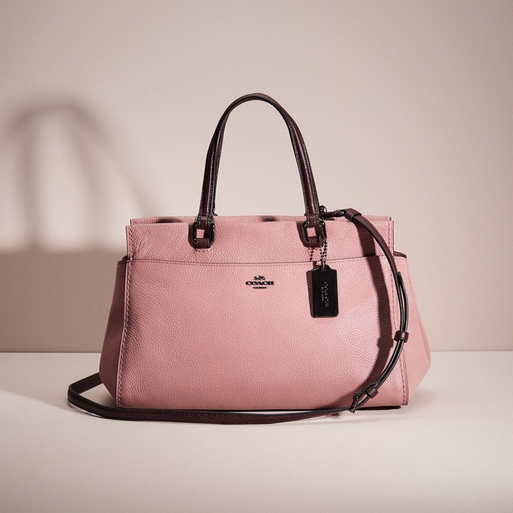 COACH®,RESTORED FULTON SATCHEL IN COLORBLOCK,Gunmetal/Dusty Rose Oxblood,Front View