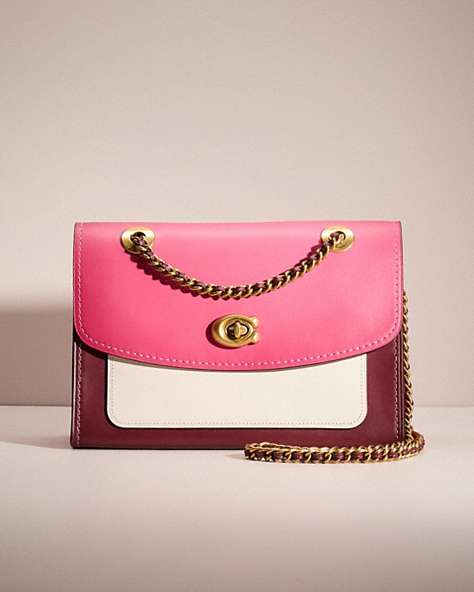 COACH®,RESTORED PARKER IN COLORBLOCK,Brass/Confetti Pink Multi,Front View