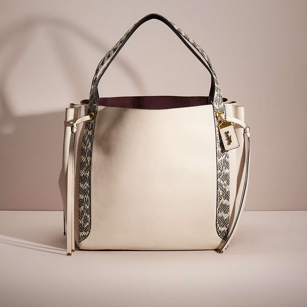 Coach Restored Harmony Hobo 33 In Colorblock With Snakeskin Detail In White
