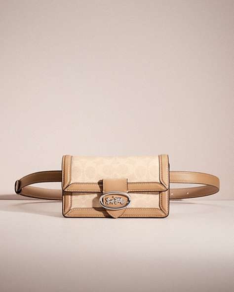 COACH®,RESTORED RILEY CONVERTIBLE BELT BAG IN COLORBLOCK SIGNATURE CANVAS,Light Antique Nickel/Sand Taupe,Front View