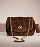 COACH®,RESTORED PILLOW MADISON SHOULDER BAG IN SHEARLING WITH QUILTING,Brass/Bison Brown,Front View