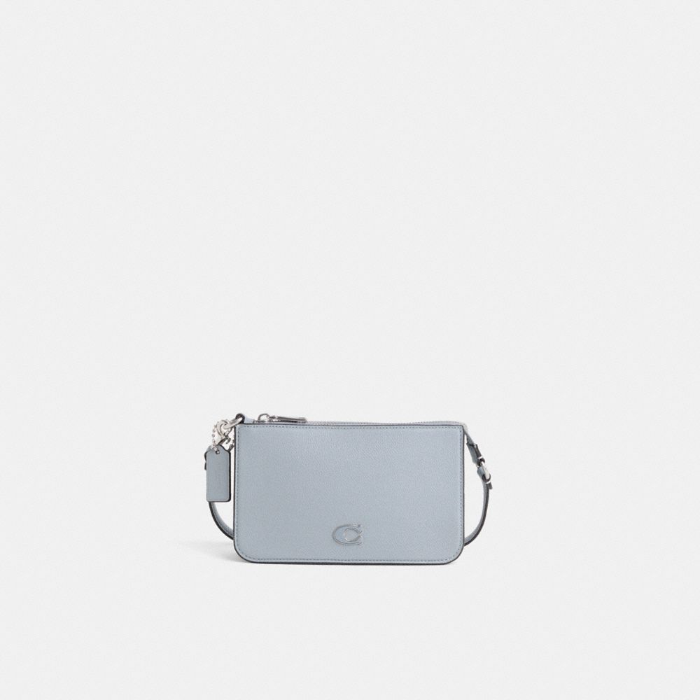 Coach Restored Pouch Bag With Signature Canvas In Grey Blue