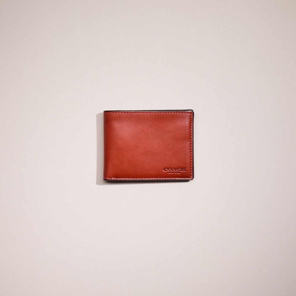 COACH®,RESTORED SLIM BILLFOLD ID WALLET,Rust,Front View