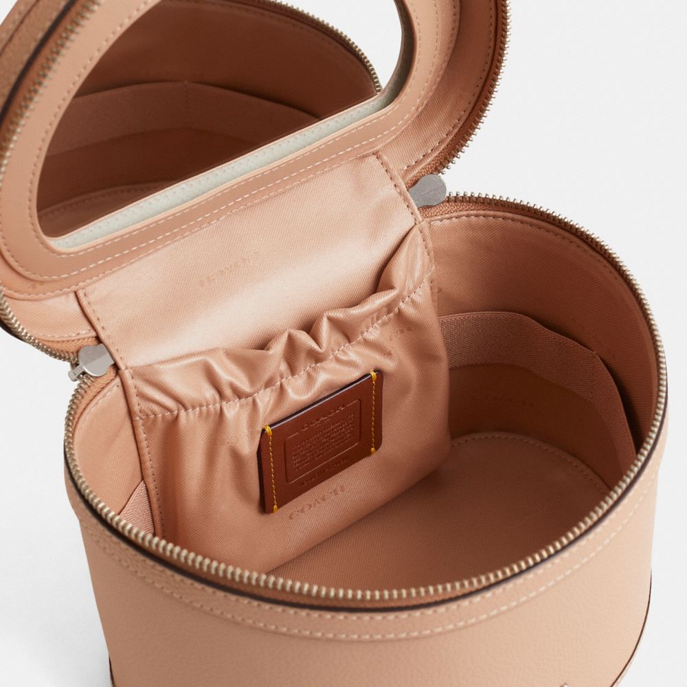 COACH®,Restored Essential Vanity Case,Nylon,Leather,Pouch,Metal Material,Metal,Pendant,Sustainable,Day Party,Beige,Closer View