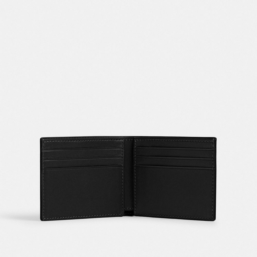 COACH®,Slim Billfold Wallet,Leather,Bi Fold,Logo,Casual,Black,Inside View,Top View