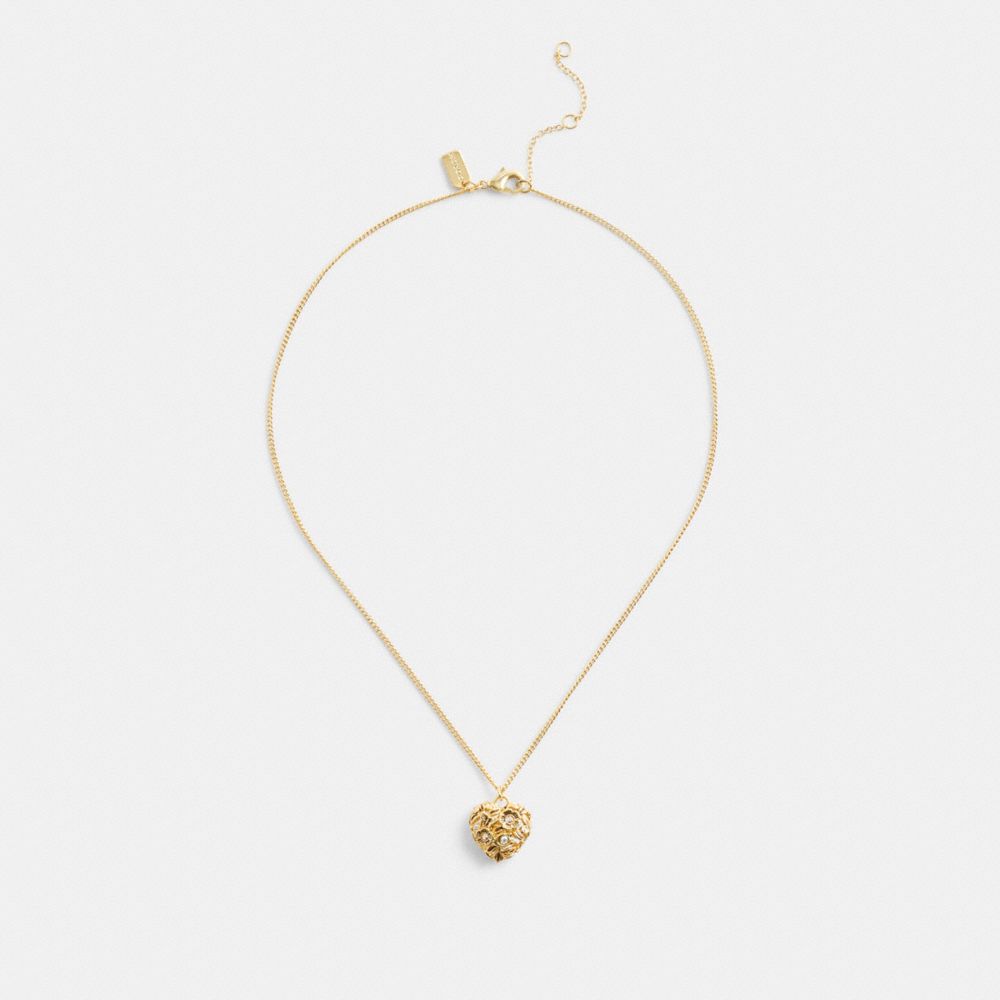 Shop Coach Vintage Heart Pendant Necklace In Gold