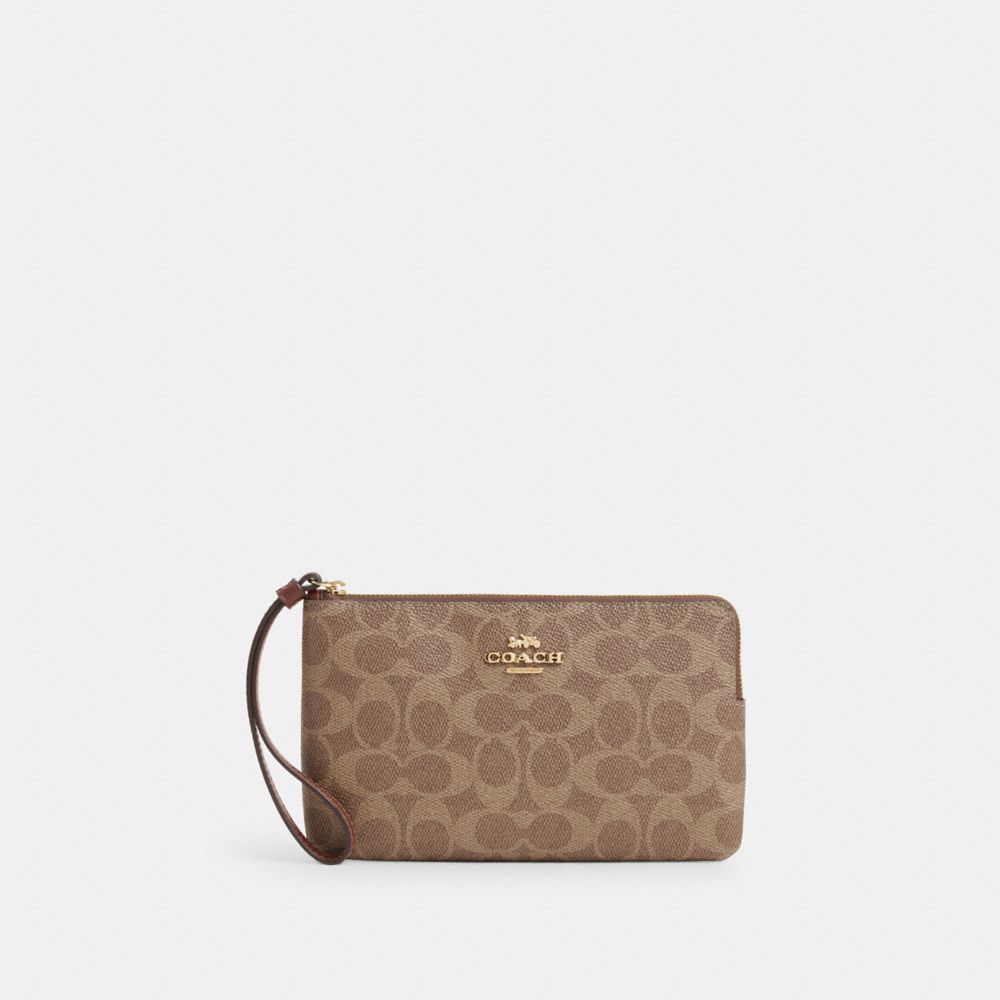 COACH®,Large Corner Zip Wristlet In Signature Canvas,,Front View