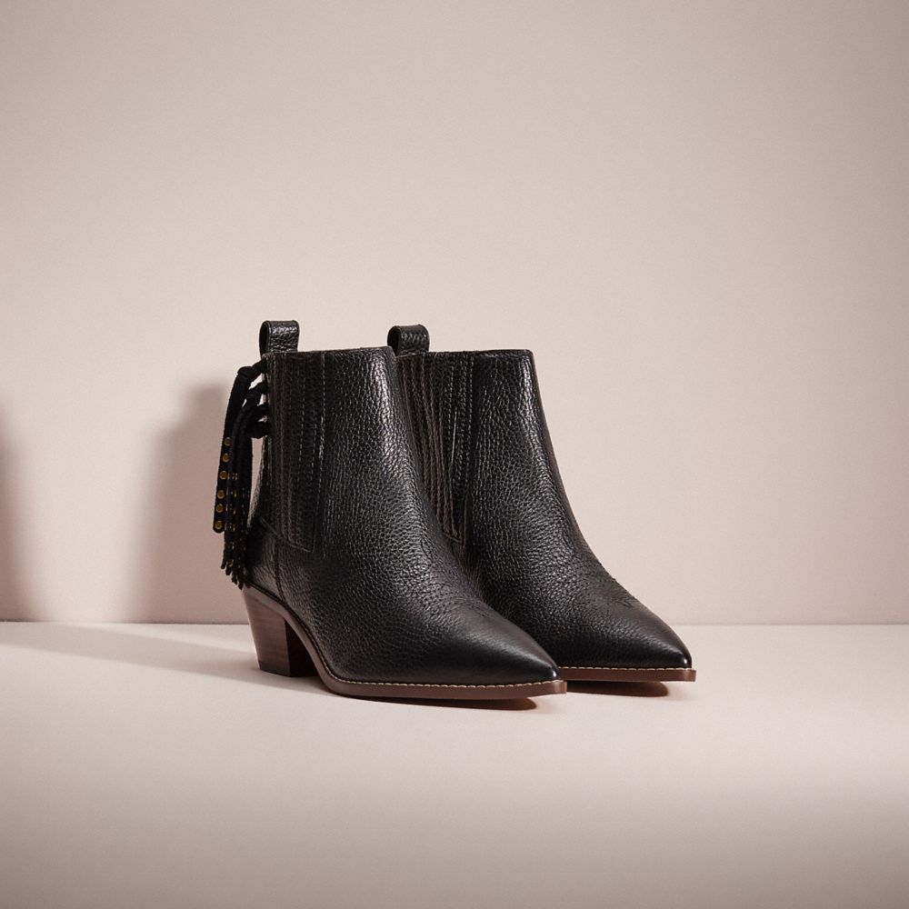 COACH®,UPCRAFTED MELODY BOOTIE,Black,Angle View