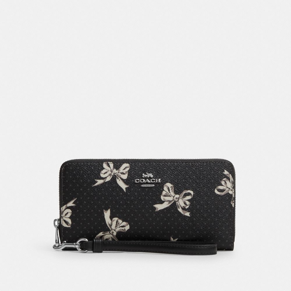 COACH®,Long Zip Around Wallet With Bow Print,,Front View