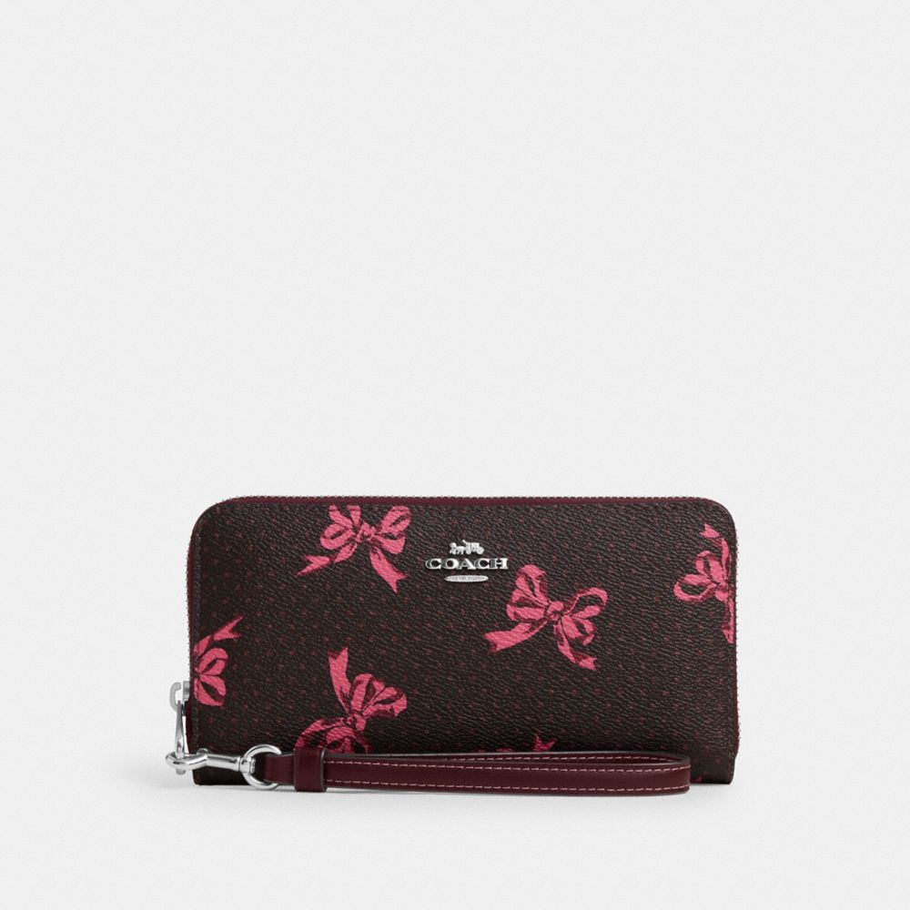 COACH®,Long Zip Around Wallet With Bow Print,,Front View