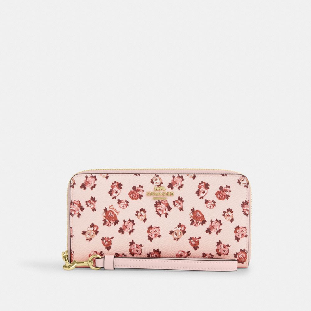 COACH®,Long Zip Around Wallet With Rosette Print,,Front View