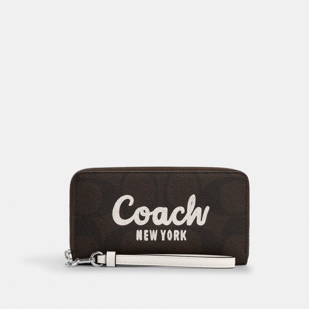 COACH®,ロング ジップ アラウンド ウォレット・シグネチャー キャンバス・コーチ グラフィック,長財布,ｼﾙﾊﾞｰ/ｳｫﾙﾅｯﾄ/ﾁｮｰｸ