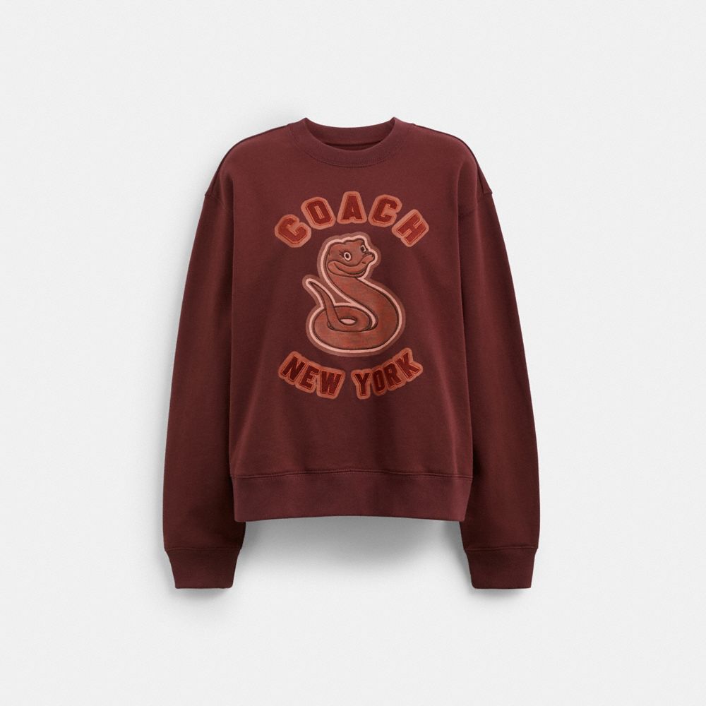 COACH®,New Year Crewneck Sweatshirt With Snake Graphic,,Front View