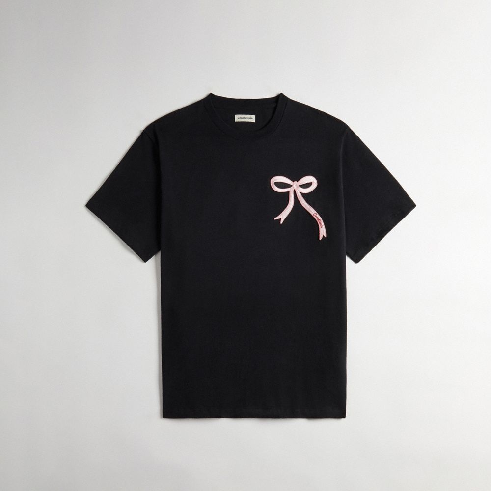 COACH®,Relaxed T Shirt: Bow Patch,Black,Front View