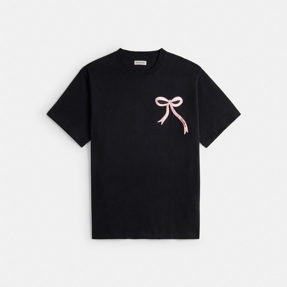 COACH®,Relaxed T Shirt: Bow Patch,Black,Front View