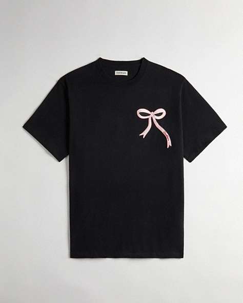 COACH®,Relaxed T Shirt: Bow Patch,Black,Front View