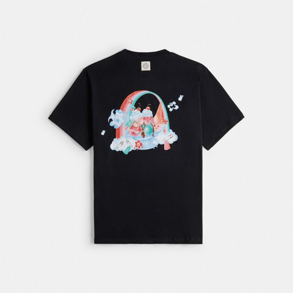 COACH®,Relaxed T Shirt: Bow Patch,Polyester,Cotton,T Shirt,Applique,Casual,Black,Back View
