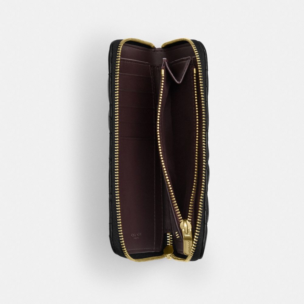 COACH®,Medium Id Zip Wallet With Quilting,Bi Fold,Continental,Metal,Logo,Casual,Black,Interior View