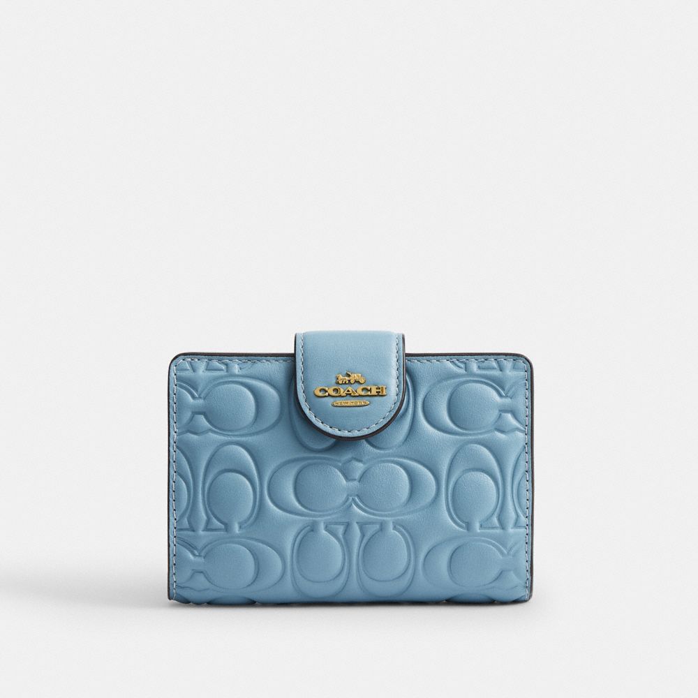 COACH®,Medium Corner Zip Wallet In Signature Leather,Leather,Bi Fold,Casual,,Front View