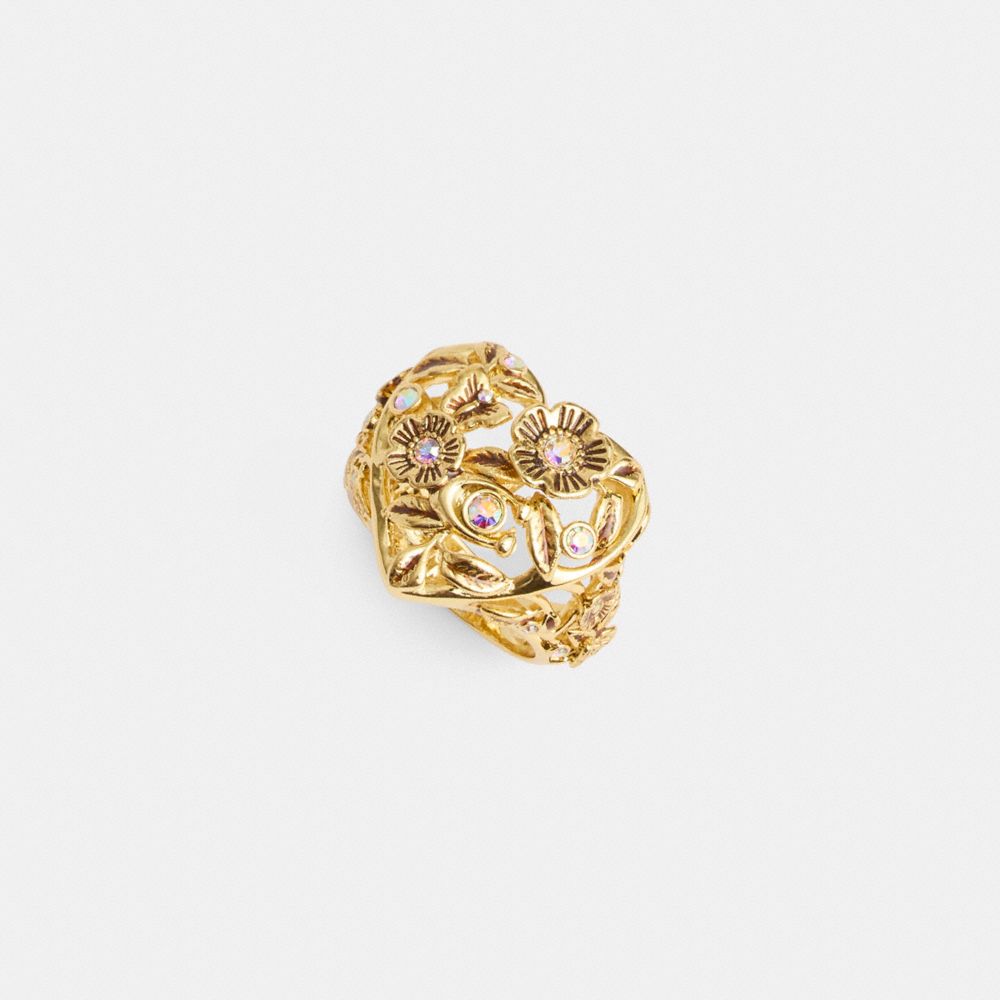 Shop Coach Vintage Heart Ring In Gold