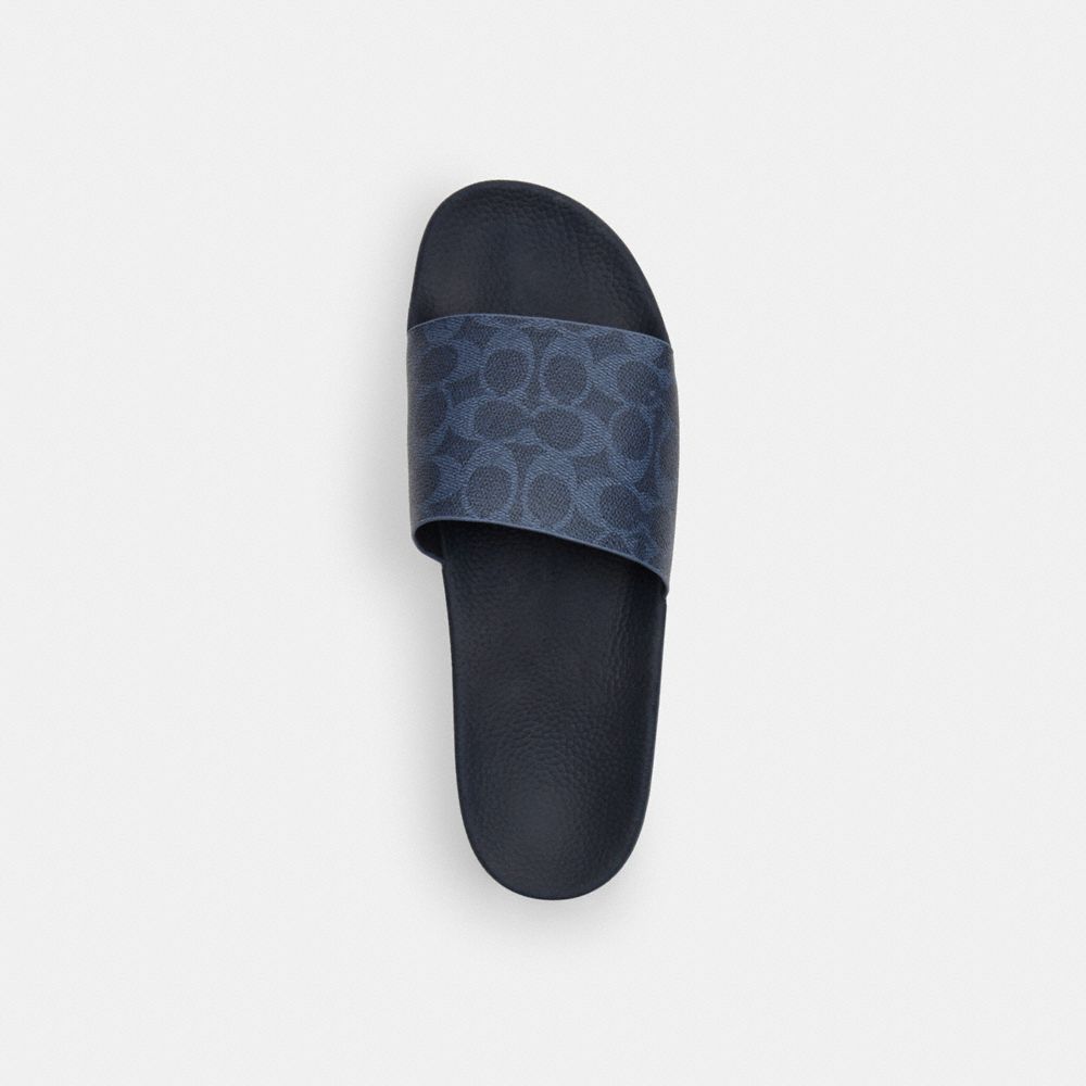 COACH®,Slide In Signature Denim,Rubber,EVA,Denim,Slides,Casual,Navy,Inside View,Top View