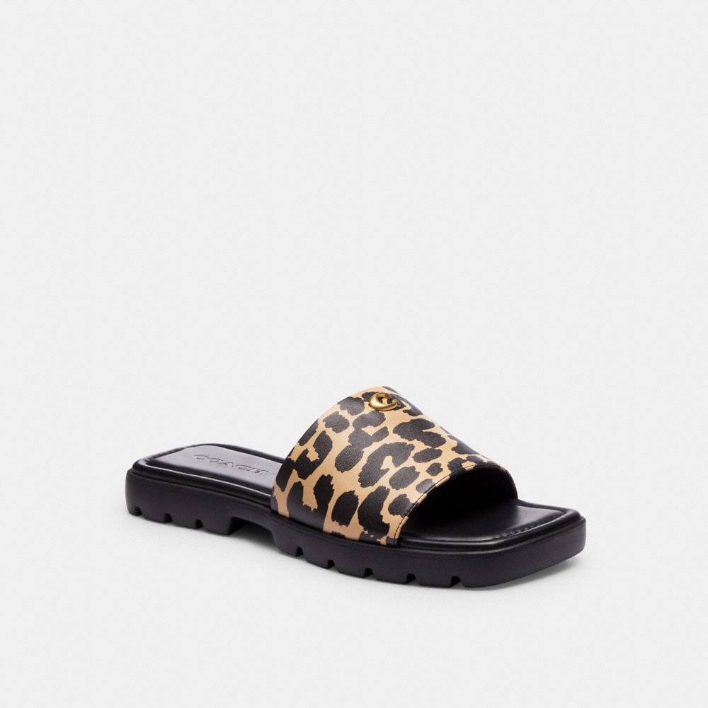 COACH®,Florence Sandal With Leopard Print,,Front View image number 0