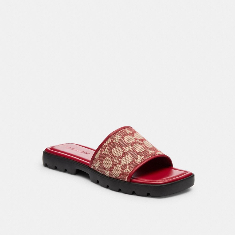 COACH®,Florence Sandal In Signature Textile Jacquard,,Front View