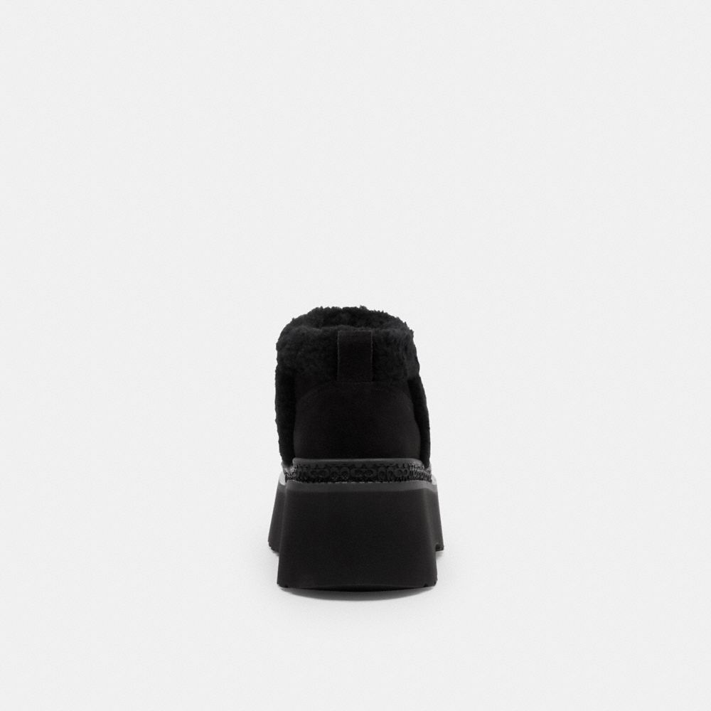 COACH®,Christina Bootie In Signature Suede,Wool,Suede,Winter,Fur Embellishment,Color Block,Pull Tab,Cushioned,Outdoor,,Alternate View