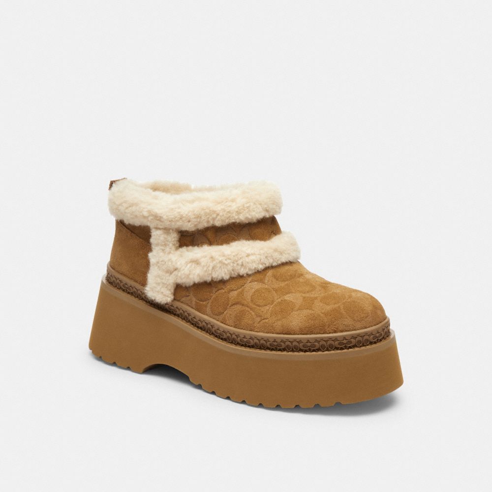 COACH®,Christina Bootie In Signature Suede,,Front View