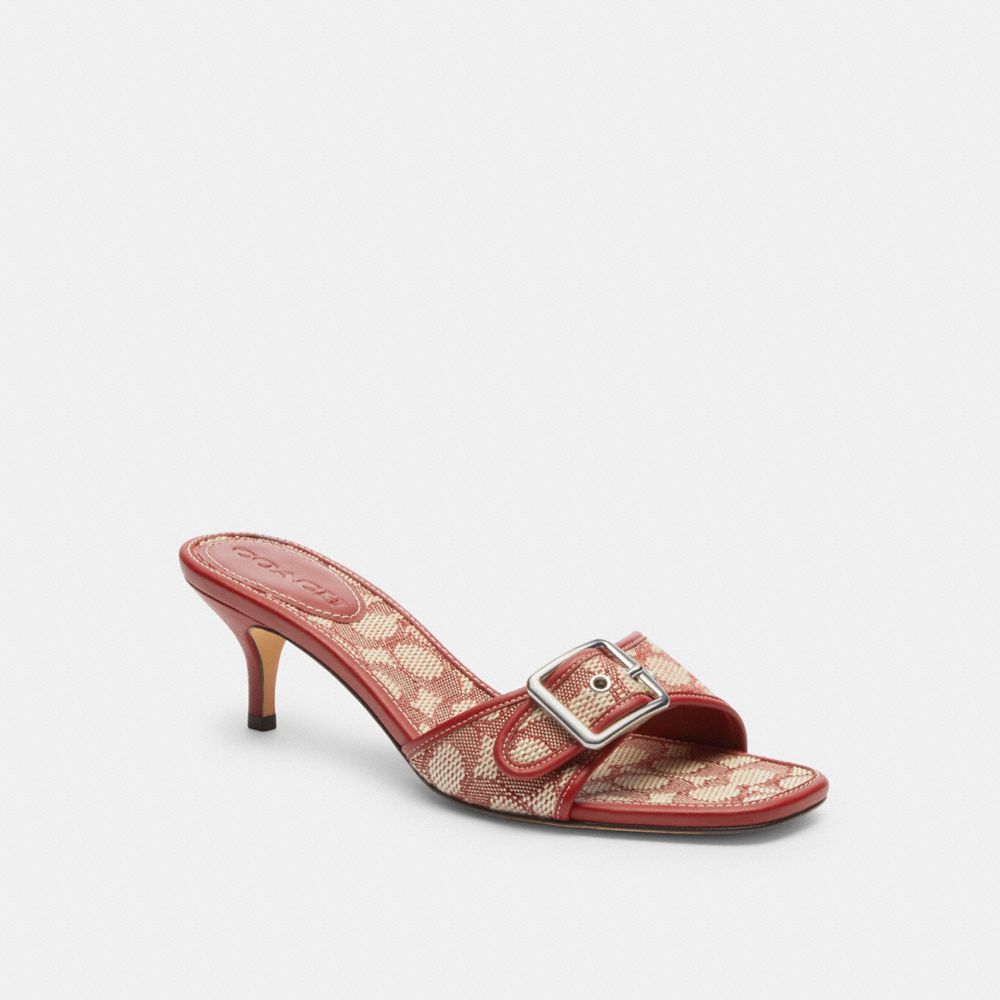 COACH®,Margot Sandal In Signature Textile Jacquard,,Front View