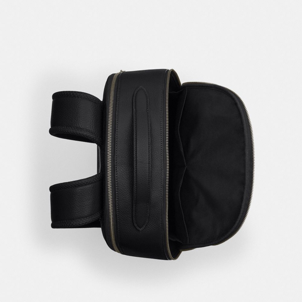 COACH®,Ethan Backpack,Leather,Backpack,Logo,Adjustable,Casual,Black,Inside View,Top View