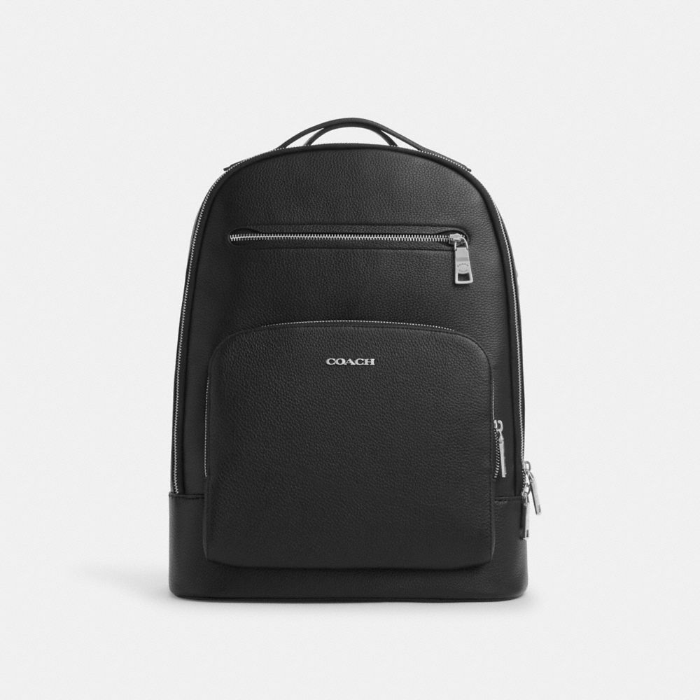 Silber Schwarz Ethan Backpack In Pebbled Leather