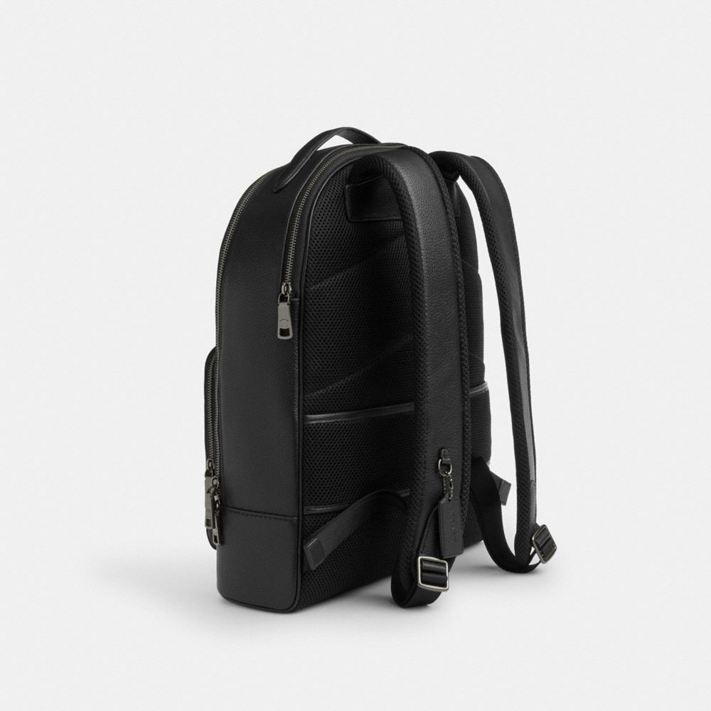 COACH®,Ethan Backpack In Blocked Signature Canvas,Leather,Canvas,Backpack,Color Block,Adjustable,Casual,Multi Color,Angle View