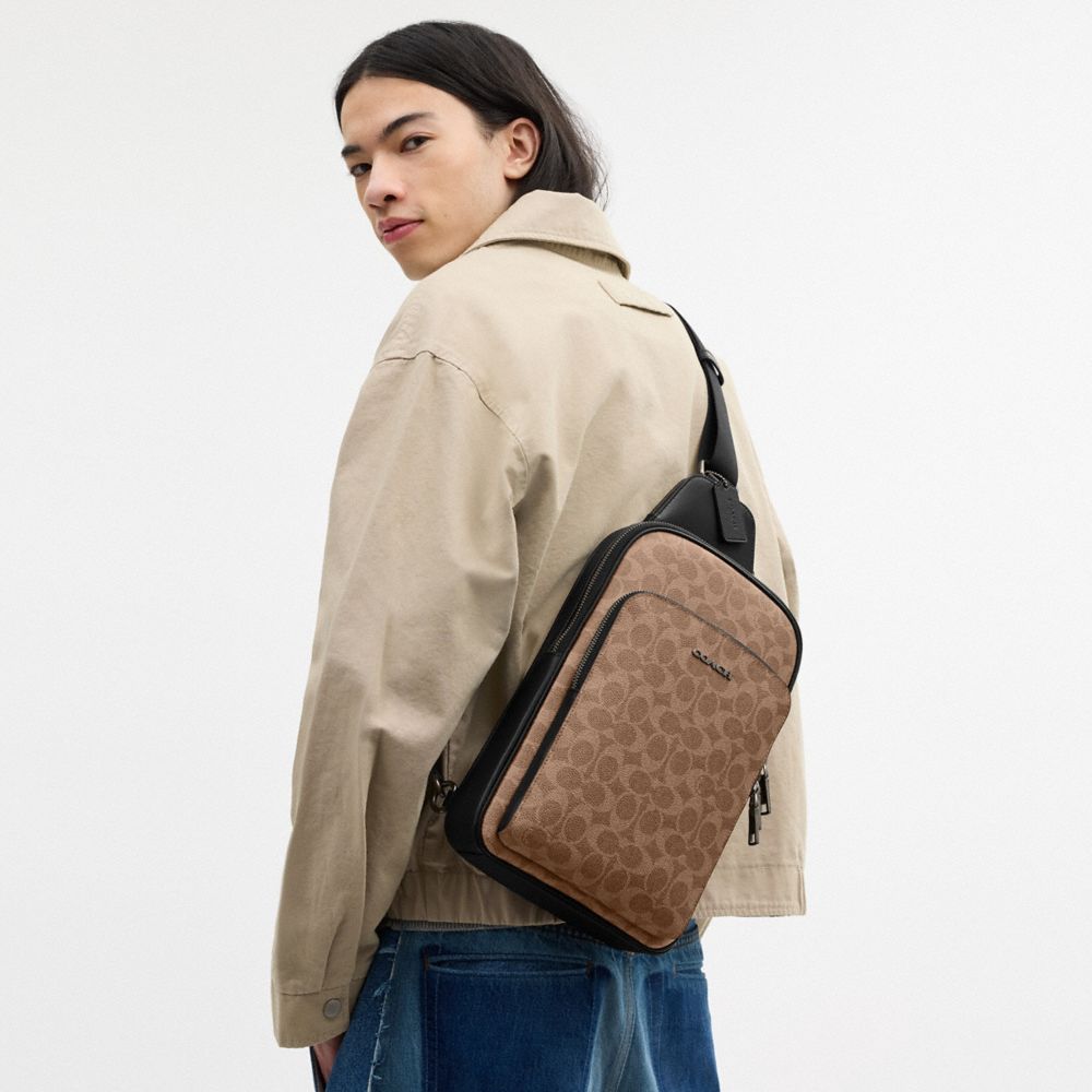 COACH®,SAC ETHAN EN TOILE EXCLUSIVE,Toile exclusive,Bronze/Marron orangé/Noir,Detail View