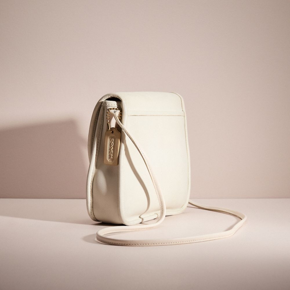 COACH®,Vintage Lindsay Bag,Leather,Crossbody,Logo,Embossed,Casual,Cream,Angle View