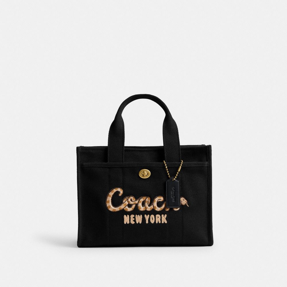 COACH®,New Year Cargo Tote Bag 26 With Coach Snake Script,Cotton,Crossbody,Embroidered,Sustainable,Brass,Casual,,Front View