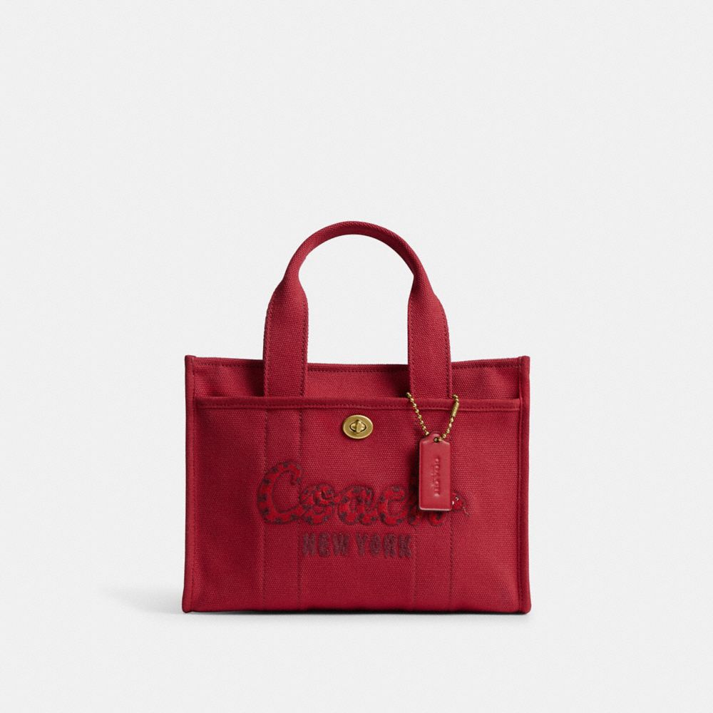 Coach New Year Cargo Tote 26 Mit  Schriftzug In Schlangenoptik In Red