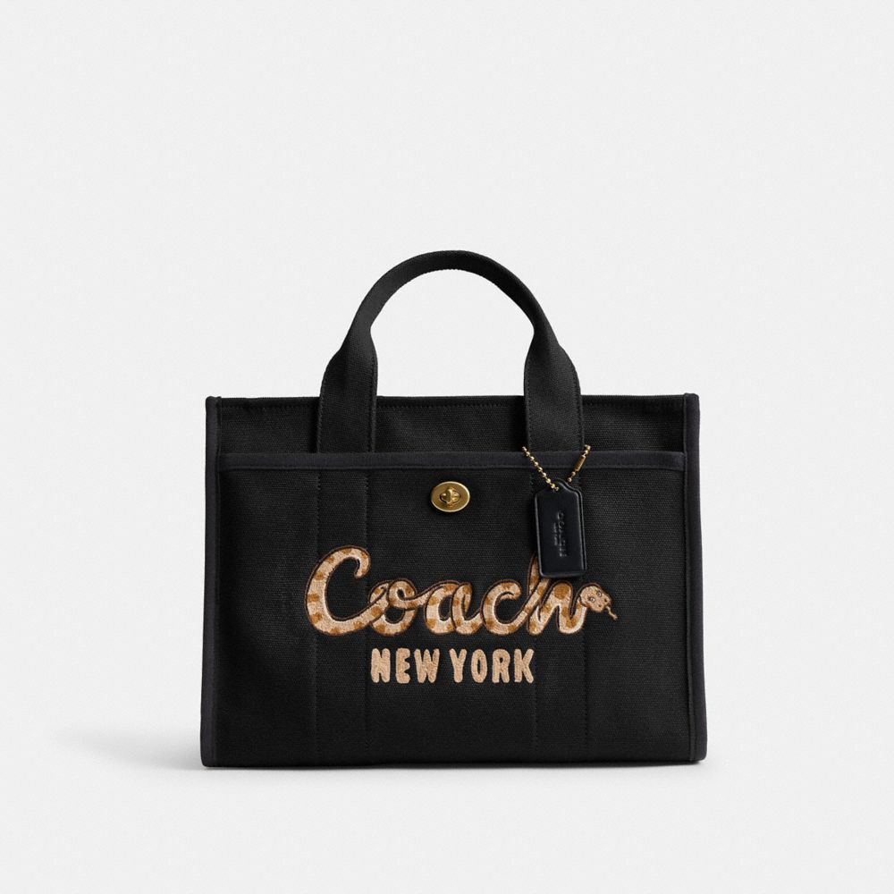 COACH®,New Year Cargo Tote Bag With Coach Snake Script,Cotton,Tote,Embroidered,Sustainable,Brass,Work,Casual,,Front View image number 0