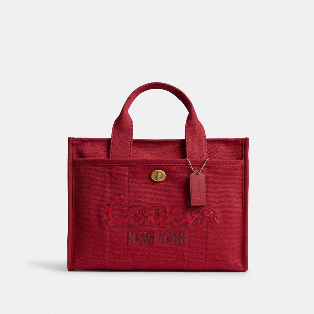 COACH®,New Year Cargo Tote Bag With Coach Snake Script,,Front View