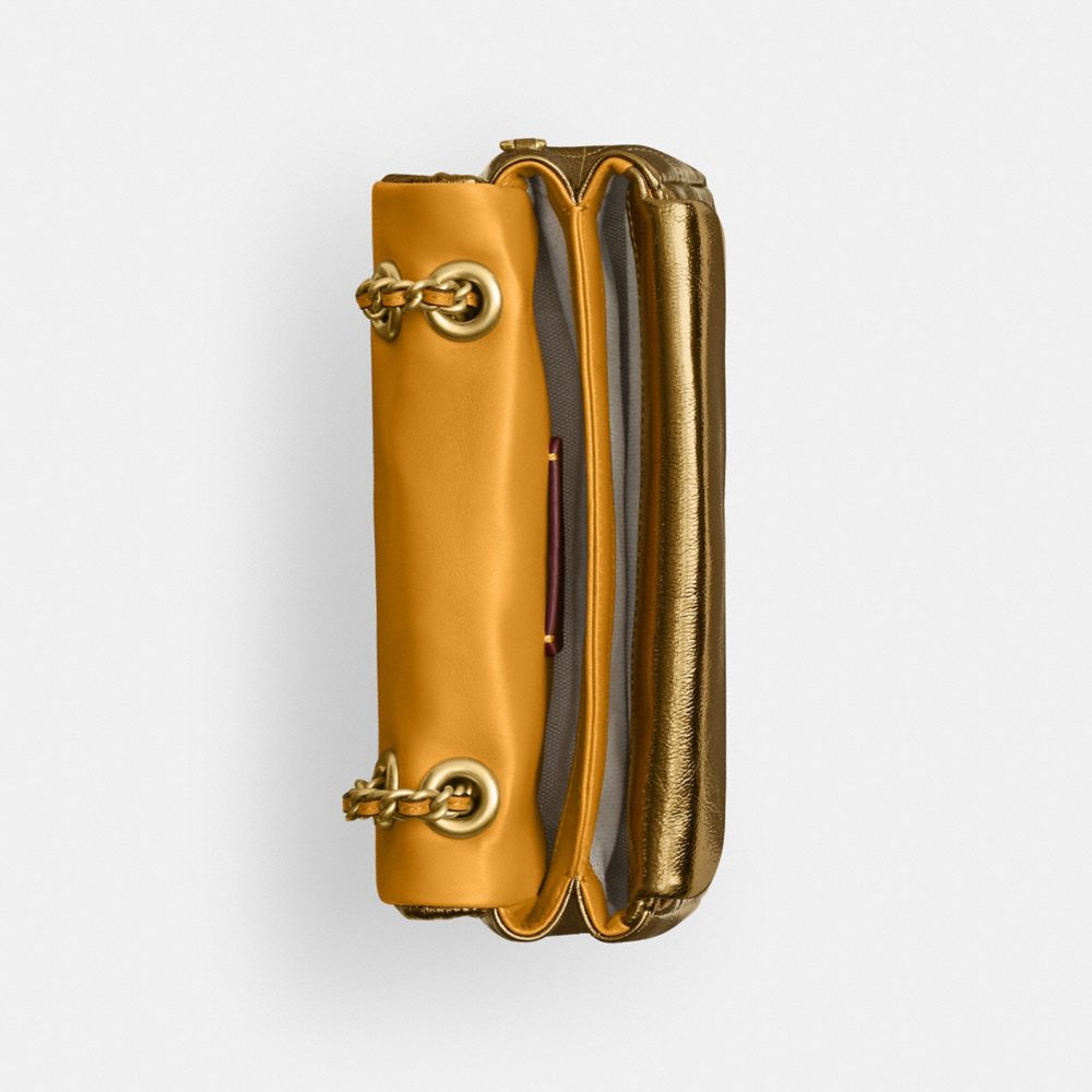 COACH®,New Year Tabby Shoulder Bag 20 With Quilting,Leather,Shoulder Bag,Metal,Chain Detail,Logo,Shoulder Guard,Gold Metal...,Metallic,Inside View,Top View