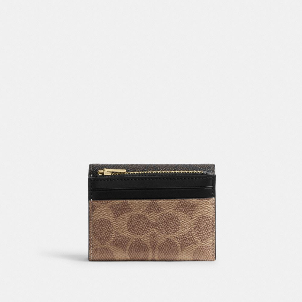 COACH®,Card Holder Wallet In Blocked Signature Canvas,,Back View