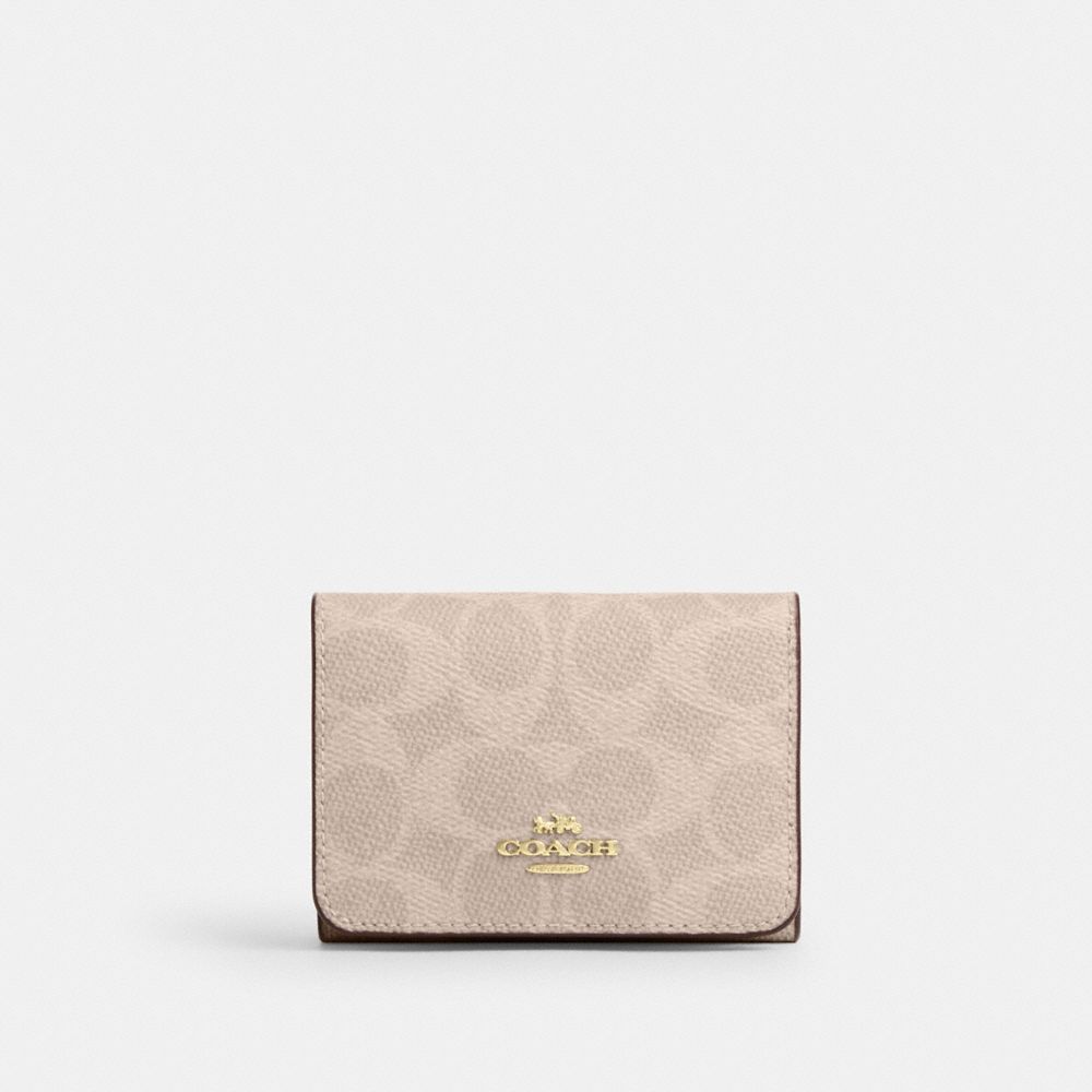 COACH®,Card Holder Wallet In Blocked Signature Canvas,,Front View